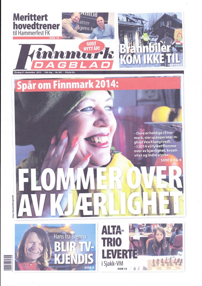 Finnmark Dagblad Nyttårsaften 2013 (Forside)
